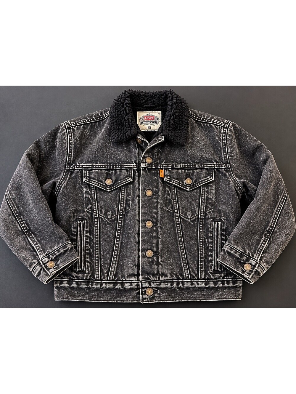 Vintage 80s Levi’s Acid Wash Sherpa Denim Jacket Coat Small